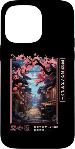 Vista 21 de iPhone 16 Japanese Vaporwave Nostalgia Cherry Blossoms 1990s Aesthetic Case