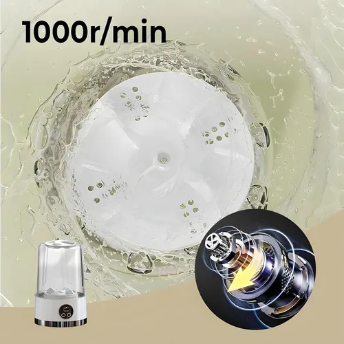 Vista 3 de Taza de lavandería portátil inalámbrica, lavadora portátil, mini lavadora mejorada adecuada para ropa pequeña, diseño plegable, ideal para Verde