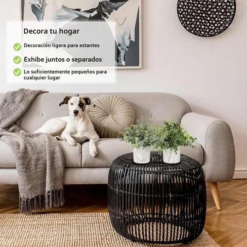 Vista 4 de Hollyone Plantas artificiales de interior, mini plantas artificiales de plástico, plantas verdes pequeñas, plantas falsas de eucalipto decoración