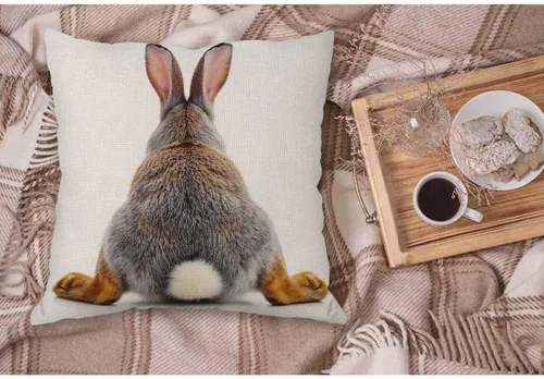 Vista 3 de WONDERTIFY Funda de almohada para sofá con diseño de conejo gris aislado en fondo blanco - Funda de almohada de lino suave para decoración