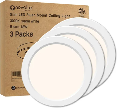 Vista 15 de Lámpara de techo de montaje empotrado - Certificada ETL - LED de 3,000 K y luz blanca cálida de 5 pulgadas, diseño redondo ultradelgado de 0.63
