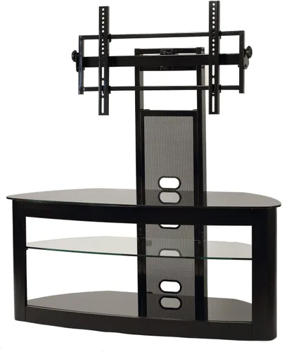 Vista 2 de TransDeco Soporte de TV de madera curada con soporte de hasta 85 pulgadas, negro, TD600B