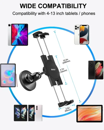 Vista 6 de Soporte magnético para tablet de gimnasio - [Imanes fuertes] Soporte de tableta para carrito de golf para gimnasio con base de metal ajustable