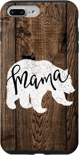 Vista 12 de Woodgrain Rustic Farmhouse Shiplap Brown Wooden Mama Bear Case for iPhone 17