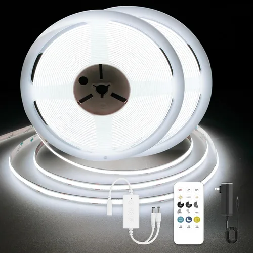 Vista 27 de Tira LED COB, tira de luz LED COB blanca cálida de 16.4 pies, tira de luz LED regulable de 2700 K, CRI92+, 0.315 in de ancho, cinta LED flexible