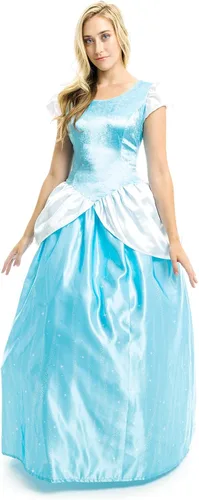 Vista 3 de Little Adventures Disfraz de princesa de Cenicienta encantada para mujeres adultas Azul Patchwork