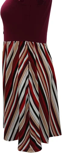 Vista 3 de BEDOAR - Vestido casual para mujeres en talla extragrande, vestido con vuelo, acampanado con cuello en V y hasta la rodillas con bolsillos