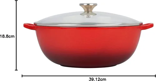 Vista 7 de Le Creuset Horno de chef de hierro fundido esmaltado con tapa de vidrio, 7.5 cuartos de galón., Cerise