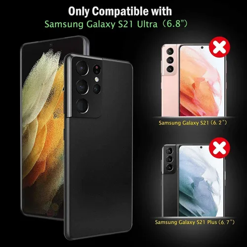Vista 2 de Funda para Samsung Galaxy S21 Ultra, con protector de pantalla de TPU flexible autorreparable, 2 unidades, grado militar, doble a prueba de golpes
