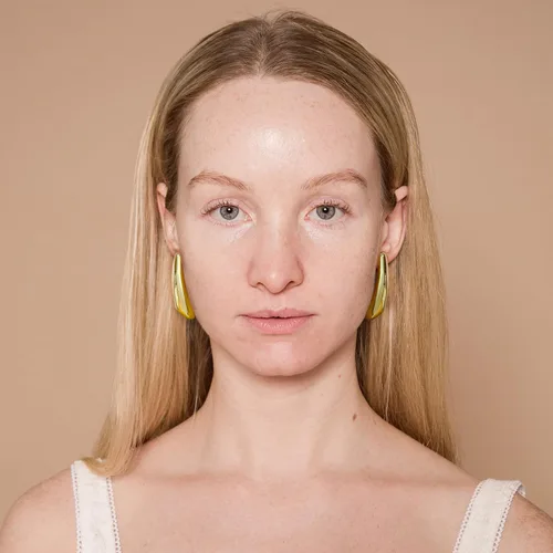 Vista 3 de Aretes colgantes gruesos de oro para mujer, chapados en oro, grandes, minimalistas, geométricos, largos, triangulares, exagerados, para mujer, a