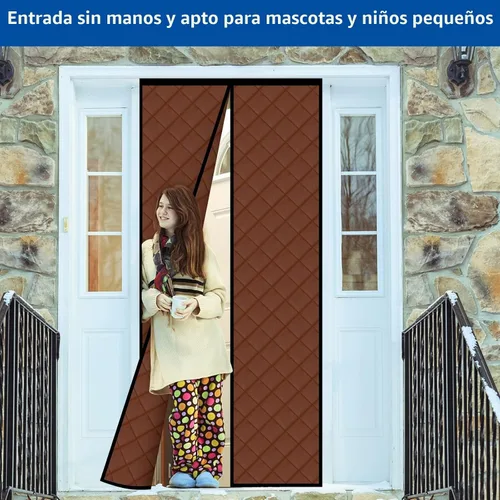 Vista 7 de Cortina magnética con aislamiento térmico grueso, material de poliuretano, manos libres, cierre automático, duradero, resistente al viento
