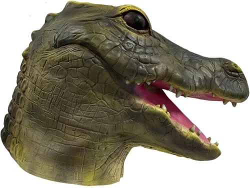 Vista 2 de Gmasking Máscara de cabeza de cocodrilo de látex para disfraz de fiesta de Navidad de Halloween