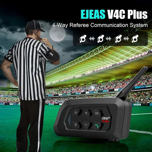 Vista 2 de EJEAS V4C Plus - Intercomunicador de árbitro profesional, sistema de comunicación de árbitro Bluetooth 5.1 con función de radio FM para deportes