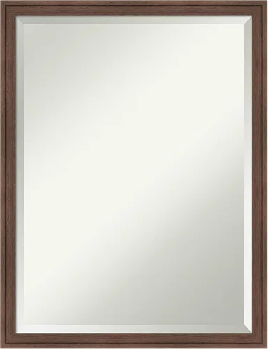 Vista 90 de Amanti Art Espejo de baño marrón para sobre lavabo, espejo rectangular de 24x20 Caleb Brown para tocador, marco rústico pequeño de estilo campestre