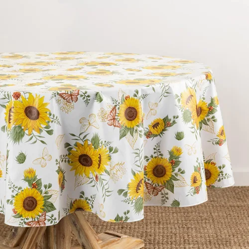 Vista 8 de Elrene Home Fashions - Mantel vintage floral de girasol resistente al agua y a las manchas con respaldo de franela, 52 pulgadas X 52 pulgadas