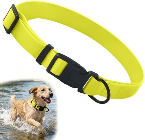 Vista 10 de Collar de silicona negra para perros, collares de goma de PVC de plástico impermeable, lavable con hebilla de liberación rápida, collares