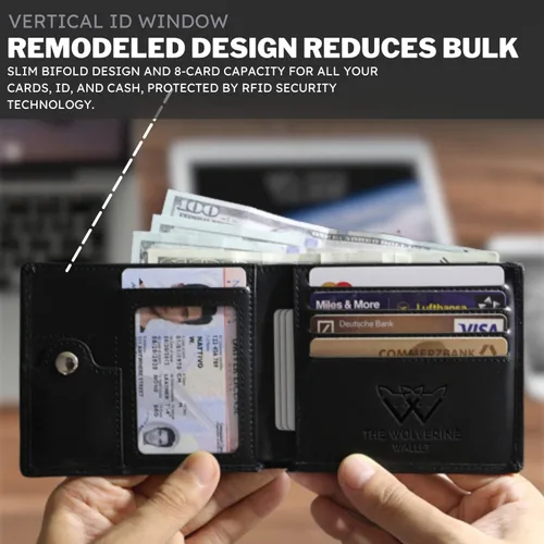 Vista 8 de Billetera AirTag para hombre Cartera plegable de piel auténtica RFID con soporte para AirTag, diseño grande y delgado, hasta 4-8 tarjetas y ventana
