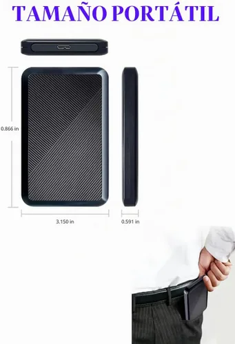 Vista 6 de Disco duro externo portátil ultradelgado de 250 GB con USB 3.0, HDD para PC, Mac, portátil, PS4, Xbox One