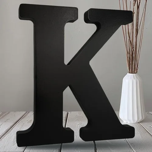 Vista 18 de AOCEAN Letras de madera negra de 10 pulgadas, letras de madera sin terminar para Halloween, letras decorativas de pie, rebanadas, decoración