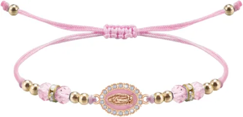 Vista 9 de Pulsera Virgen María con cordón ajustable Nuestra Señora de Guadalupe Pulsera de cuentas de cristal