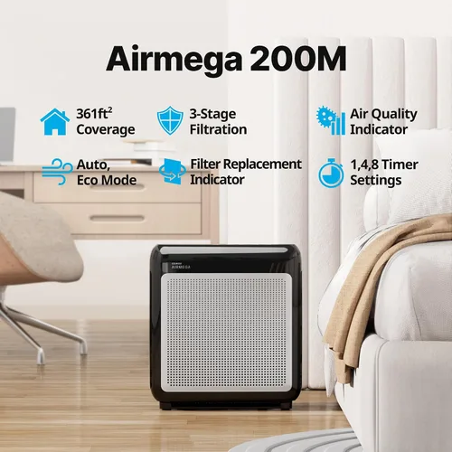 Vista 2 de Purificadores de aire COWAY para el hogar hasta 1,748 pies², filtro True HEPA para humo, alergias, caspa de mascotas, olor, monitor de calidad