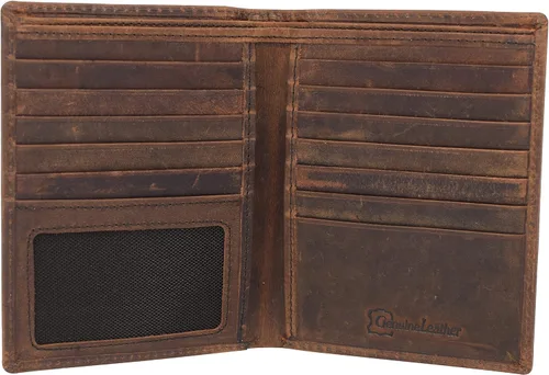 Vista 16 de Cartera Bifold Hipster para Tarjetas de Crédito con Bloqueo RFID de Piel de Cordero Premium, Antiguo, medio, Bifold