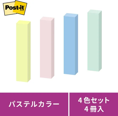Vista 3 de Post-it 560SS-K - Notas adhesivas, adhesivo fuerte, color pastel, 3.0 x 0.6 pulgadas (2.953 x 0.551 in), 90 hojas x 4 paquetes