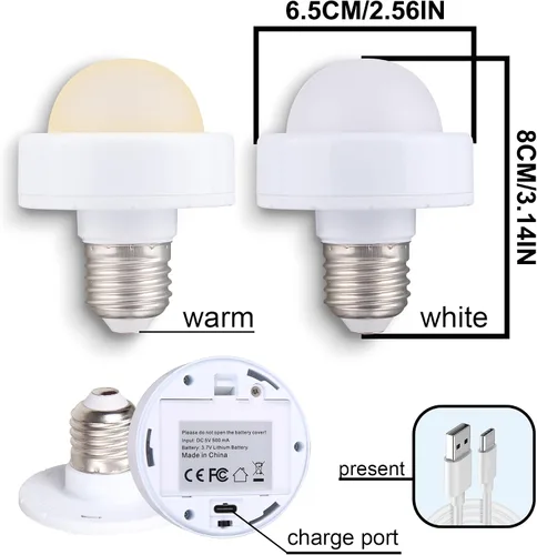 Vista 3 de Bombilla LED E27/E26 regulable, bombillas recargables con control remoto para dormitorio, oficina, sala de estar (1 unidad)