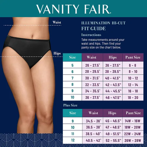 Vista 3 de Vanity Fair Bragas de corte alto Illumination para mujer, elástico sedoso y ribete satinado