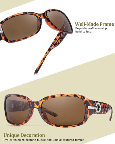 Vista 3 de FIMILU Gafas de sol polarizadas de moda para mujer, con diamantes de imitación, protección UV para exteriores