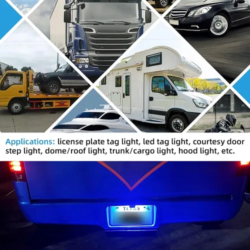 Vista 6 de Kewucn 2 PCS Luces LED para Placa de Matrícula de 12-24V, Impermeables, Lámpara de Placa de Matrícula de 6 LED, Luz Trasera para RV Camper Camión