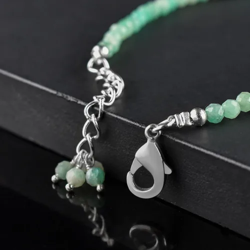Vista 29 de Natural Gemstone Micro Round Beads Dainty Choker Bangle Bracelet, Handmade Jewelry for Women, Healing Chakra Crystals Silver Plated Chain 8 inch