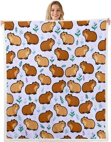 Vista 9 de Erosebridal Funny Capybaras Blanket Capybara Lover Gifts Cute Fleece Blanket for Kids Girls Boys, Capybara Decorations Blankets 40"x50", Kawaii