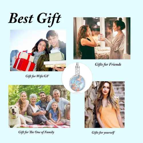 Vista 8 de Cremation Jewelry - Collar de urna de plata de ley 925 para cenizas para mujeres y hombres, colgante conmemorativo para cenizas humanas, recuerdo