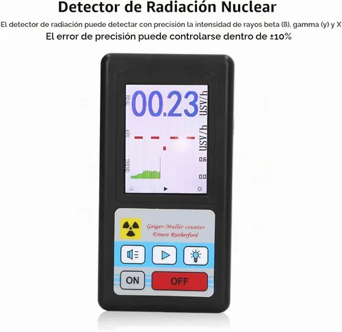 Vista 4 de Geiger profesional detector de radiación nuclear portátil beta gamma dosímetro de rayos X con pantalla LCD ±10% recargable para inspección
