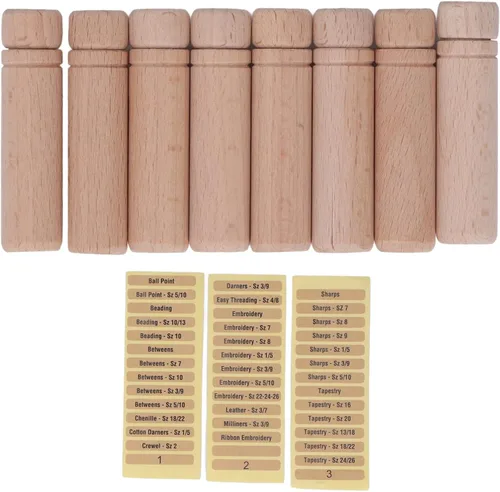 Vista 7 de Tgoon Estuche de madera para agujas, 8 piezas antipérdida resistente soporte para agujas de coser para el hogar