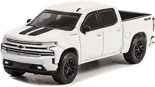 Vista 2 de Greenlight 1:64 All-Terrain Series 13 - 2020 Chevrole Silverado RST Rally Edition - Summit White con rayas negras 35230-E [Envío desde Canadá]