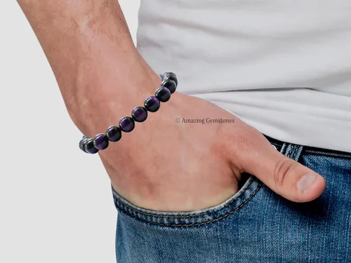 Vista 702 de Amazing Gemstone Crystal Bracelet for Women Men's Gifts - Protection Healing Crystal Bracelet - 8mm Gemstone Beaded Stretchable Bracelet Pulseras