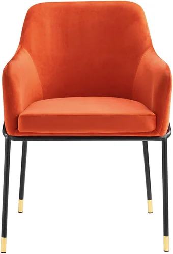 Vista 6 de [Usado] Modway EEI-4671-BLK-ORA Jovi Performance - Sillón de comedor de terciopelo, color negro y naranja