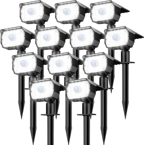 Vista 13 de nipify 1 paquete de luces solares para exteriores, impermeables, con sensor de movimiento, luces de punto con 3 modos, luces solares 2 en 1