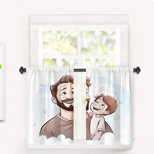 Vista 147 de Cortinas opacas de poliéster multicapa marrón con diseño de bosque natural, 2 unidades, 26 x 24 pulgadas
