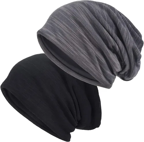 Vista 10 de EINSKEY Gorro ligero holgado para hombres y mujeres, gorro de algodón fino de gran tamaño, gorro de quimioterapia, gorro para dormir nocturno