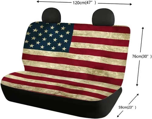 Vista 4 de AFPANQZ Funda protectora para asiento trasero de automóvil, con bandera patriótica estadounidense, solo para asiento trasero de automóvil, camión
