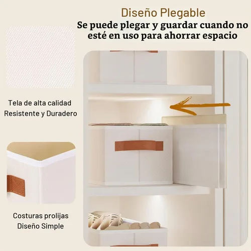 Vista 6 de Contenedor de almacenamiento con asas dobles, canasta beige, 15 x 6