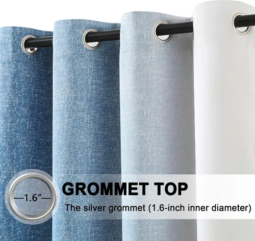 Vista 5 de Cortinas Completamente Opacas Azul Degradado de 63 pulgadas de Largo para Sala de Estar y Dormitorio, Cortinas con Aislamiento Térmico para Navidad