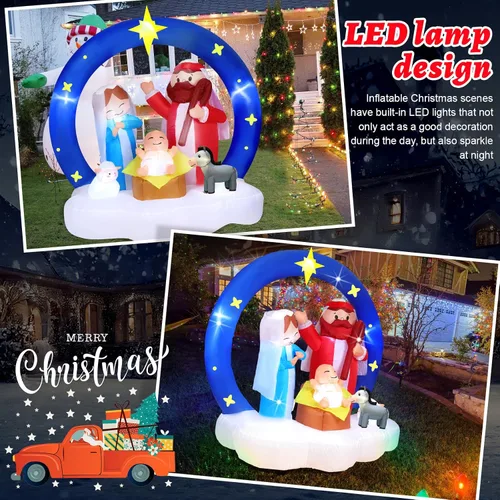 Vista 6 de Centro de mesa de decoración navideña de 6 pies para jardín, patio, césped y hogar, decoración rústica de Navidad
