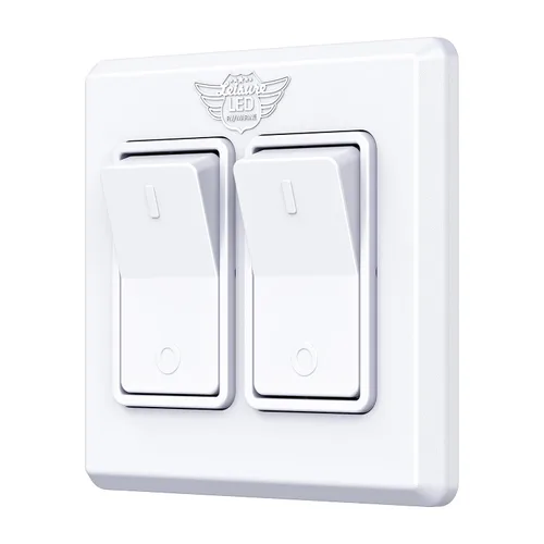 Vista 11 de Interruptor de doble SPST moderno con tapa, 12 voltios, para RV, remolque, caravana, con etiqueta adhesiva (negro)