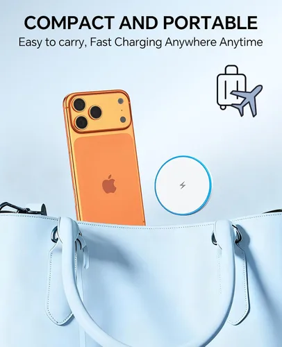 Vista 7 de Paquete de 2 cargadores inalámbricos magnéticos MagSafe para iPhone 17 y 16, almohadilla de carga rápida con 2 bloques de carga USB C de Apple