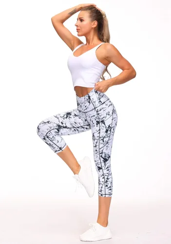 Vista 5 de THE GYM PEOPLE - Pantalones deportivos de yoga gruesos de tiro alto para mujer, con bolsillos y control de abdomen, leggings para entrenar y correr