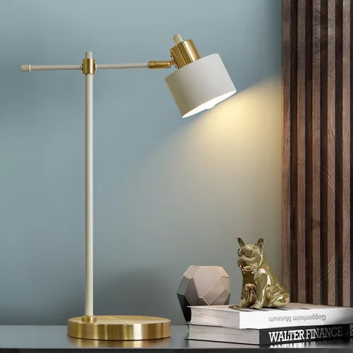 Vista 13 de OYEARS Lámpara de escritorio moderna de 22.2 pulgadas, lámpara de mesa de metal con bombilla LED, lámparas de lectura ajustables para sala de estar